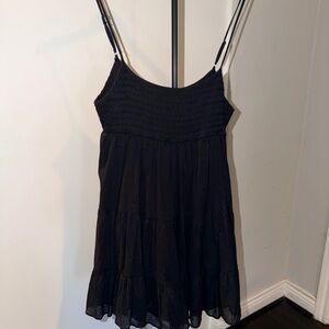 Zara Black Smocked Dress with Spaghetti Straps